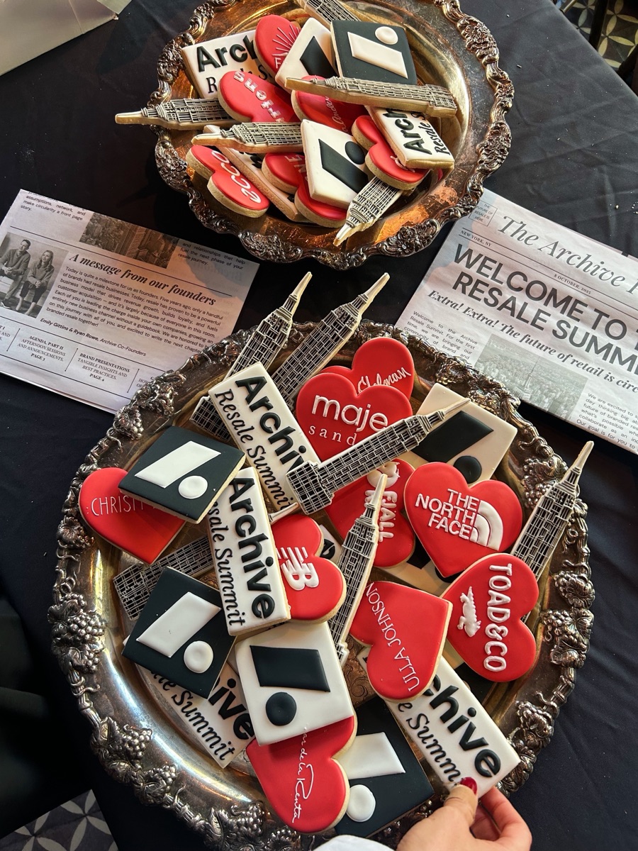 Branded Archive cookies on a serving plate